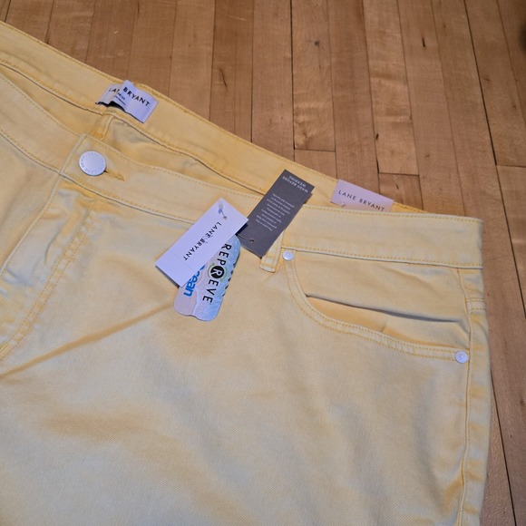 Lane Bryant NWT Women Signature Fit Plus Yellow Denim Shorts Sz34-36 recycle $70 - Picture 4 of 14